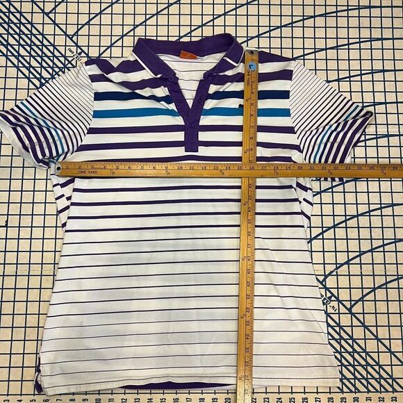 Puma Sport Lifestyle Polo Shirt Size XL Striped White Purple Embroidered Logo - Picture 7 of 7